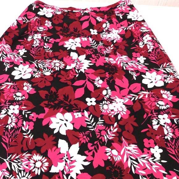 Vintage Long Pencil Skirt MEDIUM Red-Pink Floral Print summer skirts - Picture 2 of 5